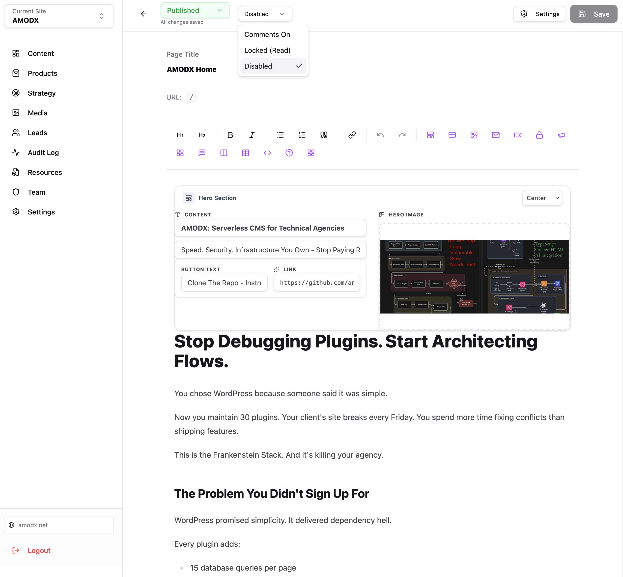 AMODX Page Block Editor