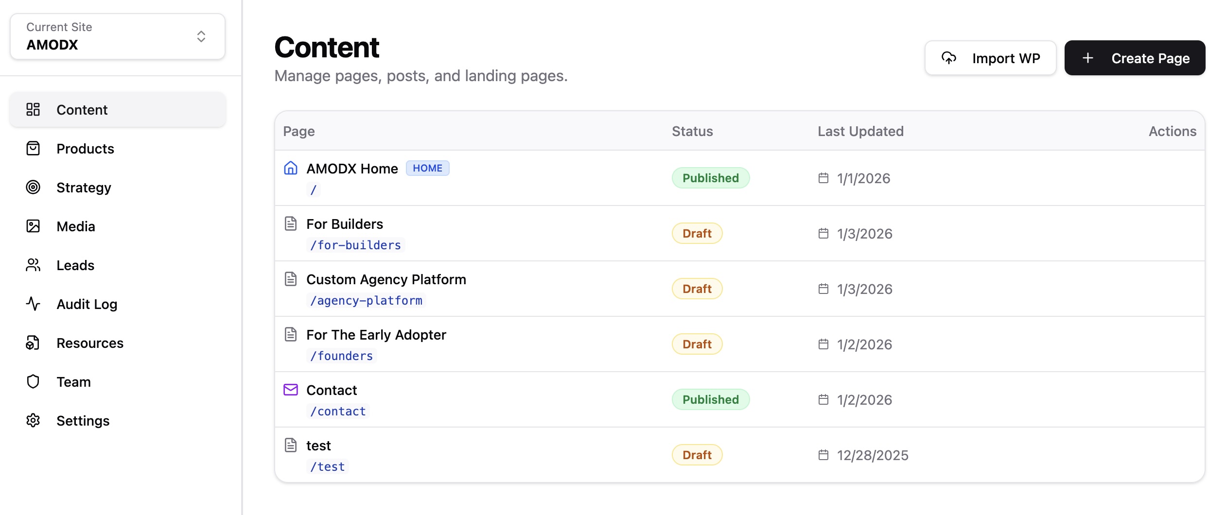 AMODX Content Management Interface