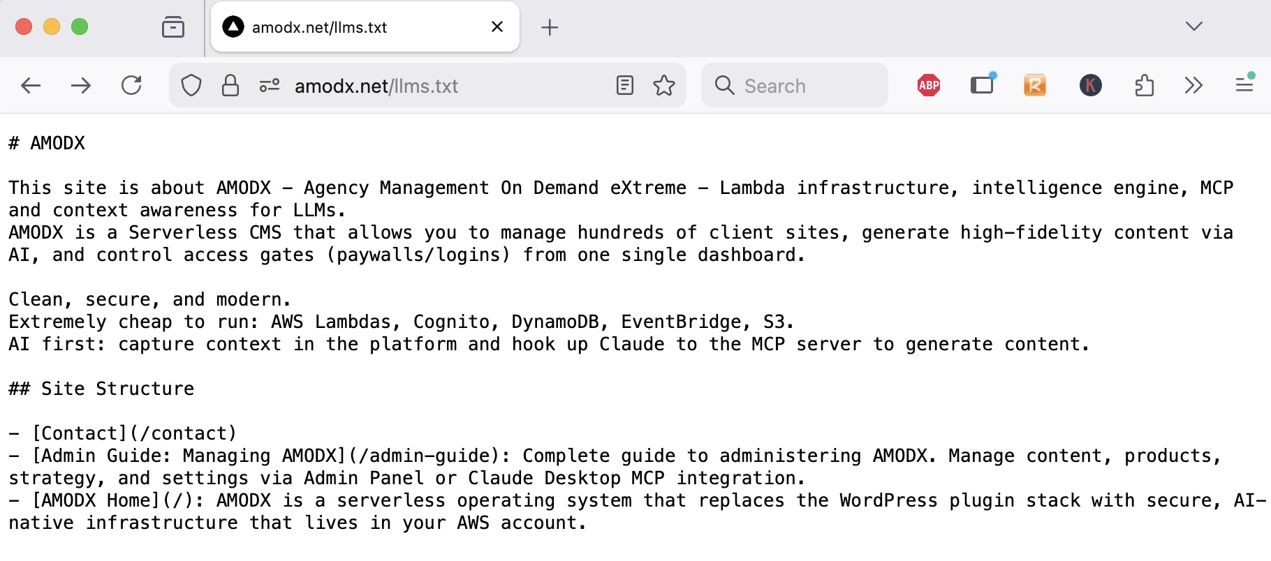 AMODX Generated Llms.txt